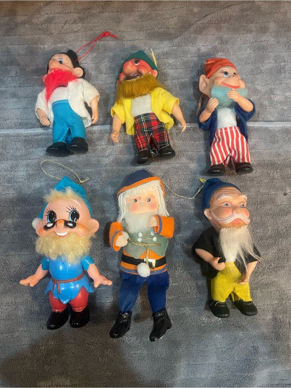 Vintage Christmas Ornaments  Hobo Dwarf Elf Lot Of 6